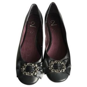 MIA 2 Style: Vintage Black faux Leather ballet bow